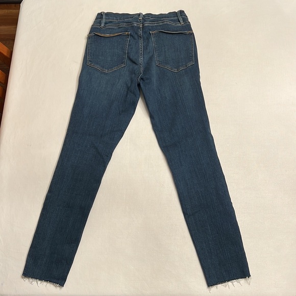 🔵 FRAME Le High Skinny Crop Blue Raw Edge Skinny Jeans - Picture 7 of 8